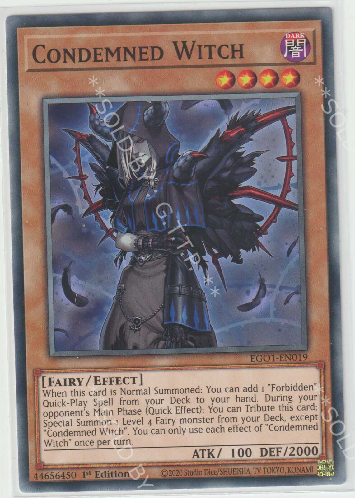 YUGIOH CONDEMNED WITCH CARD - 1ST EDITION - EGS1-EN019(X1)
