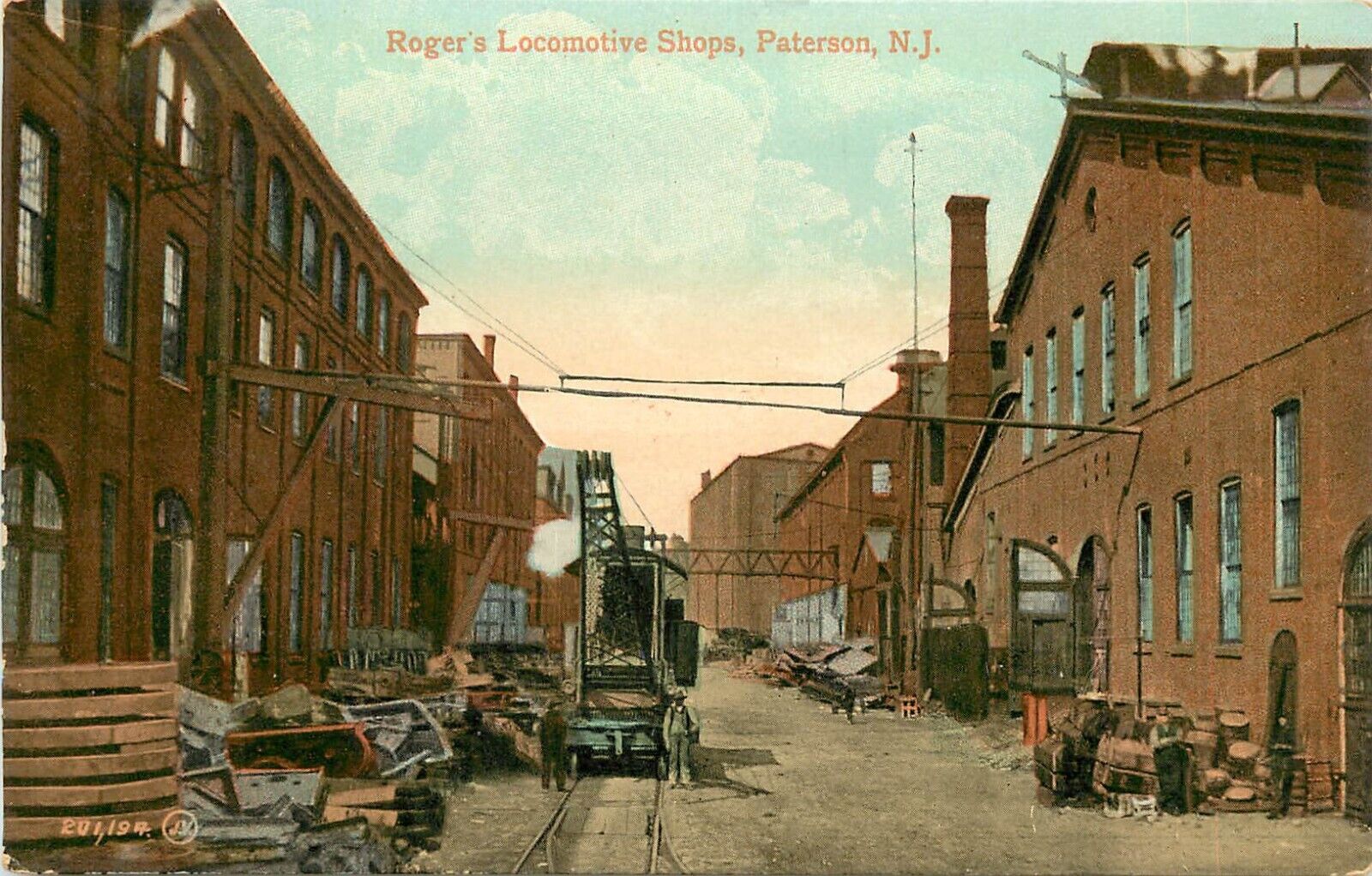 c1910 Postcard; Roget's Locomotive Shops, Paterson NJ, Railroad, Unposted Nice