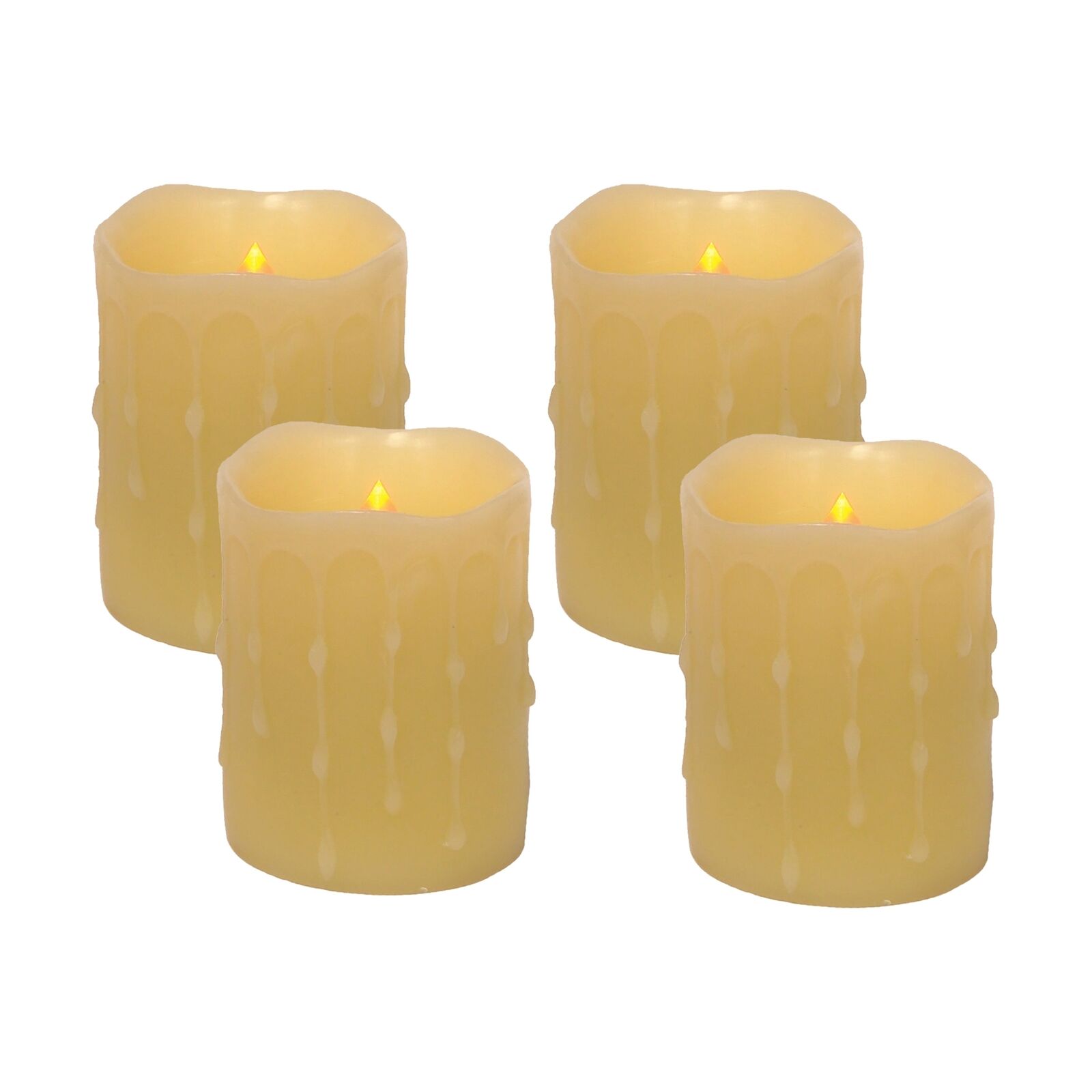 Melrose LED Dripping Wax Pillar Candles with Remote (Set of 4)