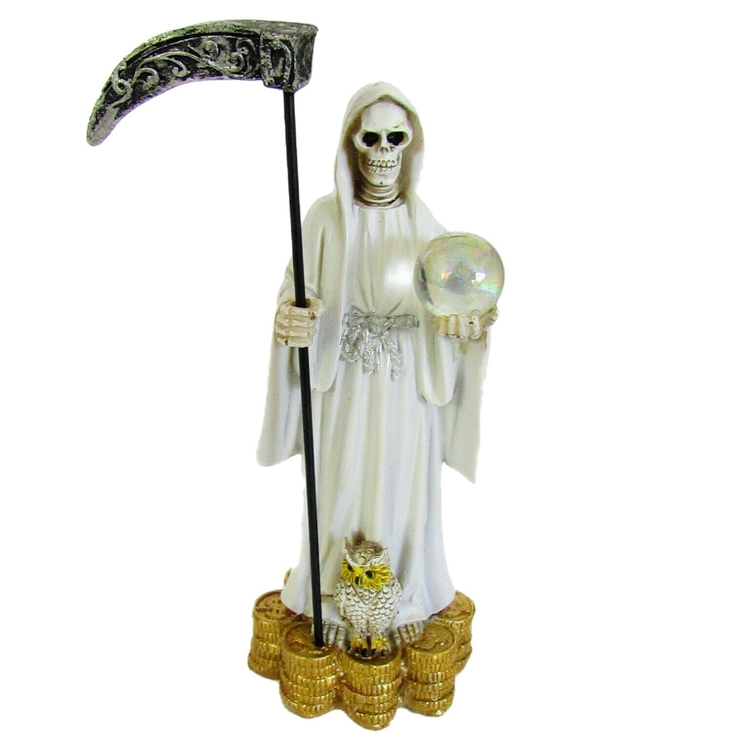 Santa Muerte Blance Estatua Chico / White Holly Death Miniature Statue 5.5\