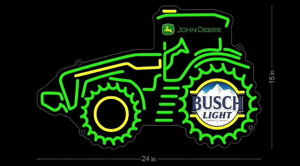 John Deere Busch Light Farm Tractor LED Beer Bar Neon Sign With Dimmer