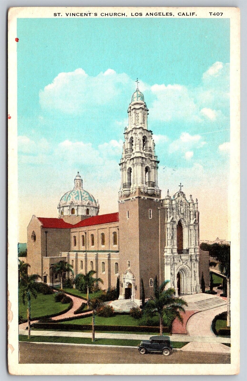 Postcard St Vincent\'s Church, Los Angeles CA U131