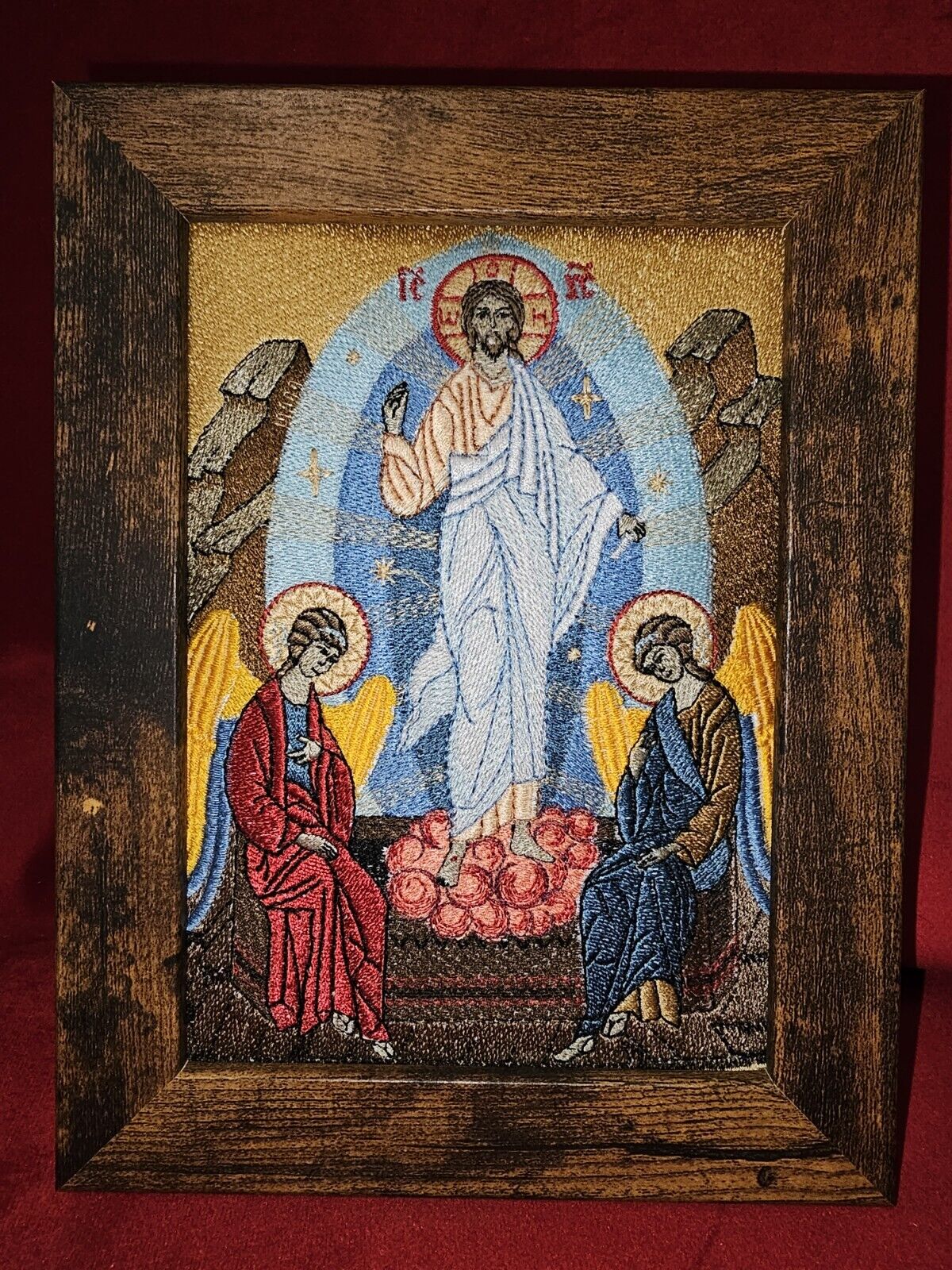 Resurrection of Jesus Christ - 5x7 Embroidered Byzantine Orthodox Christian Icon