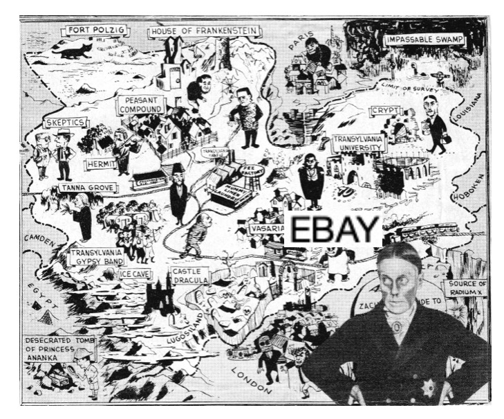 SHOCK THEATER ZACHERLEY 1958-59 GLOSSY HORROR MONSTER TV PHOTO MAP TRANSYLVANIA 