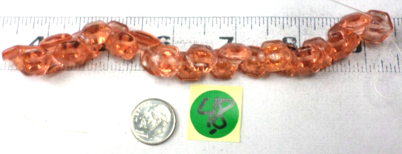 25 Antique Czech Rose Pink Clear Square Domed Glass Buttons 10x10mm 3/8\