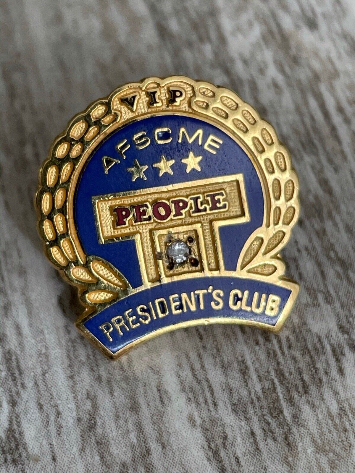 AFSCME VIP People Presidents Club Union 65 Made Inset Stone lapel pin