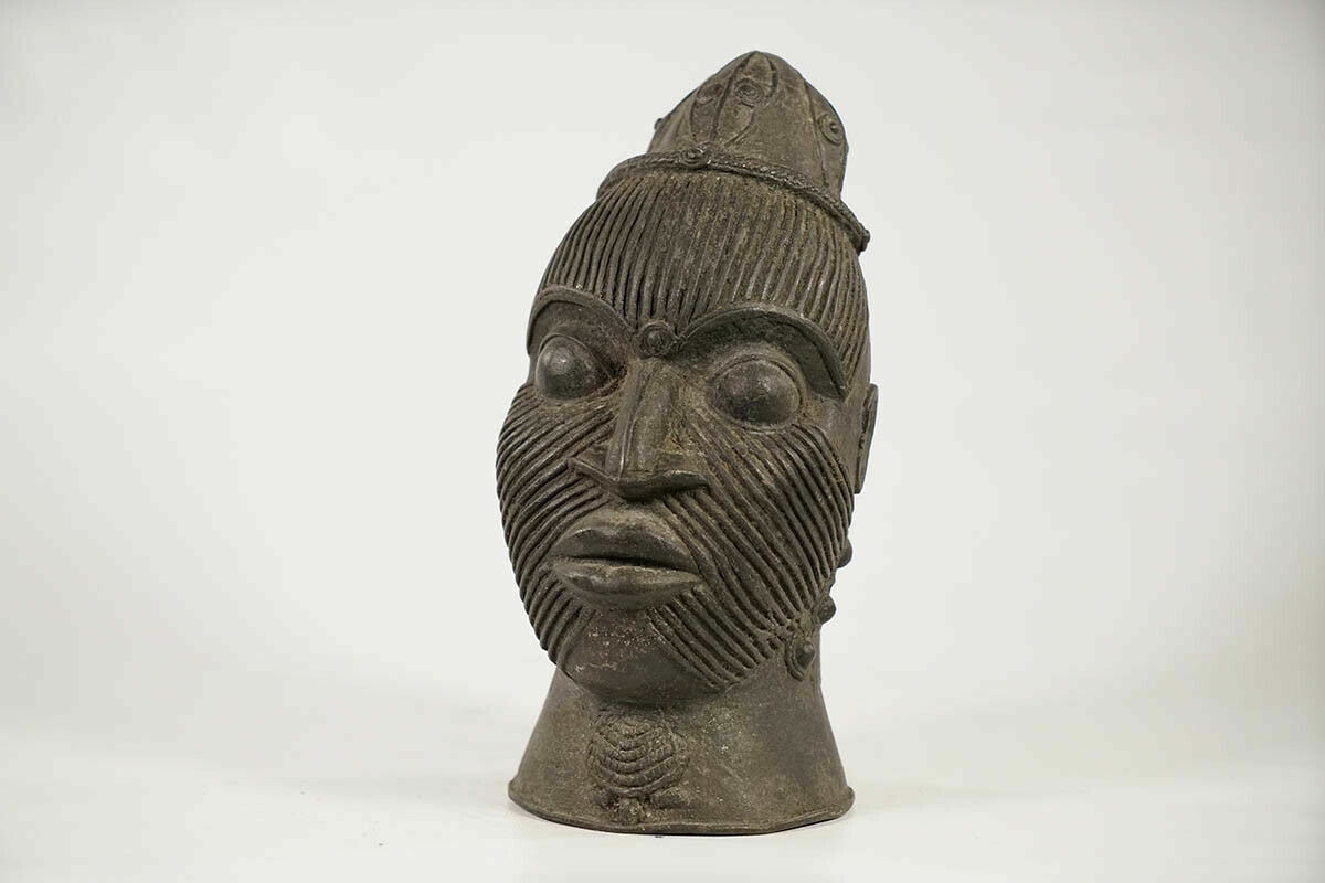 In Sale Authentic, Highly Detailed Benin Bronze Head 10