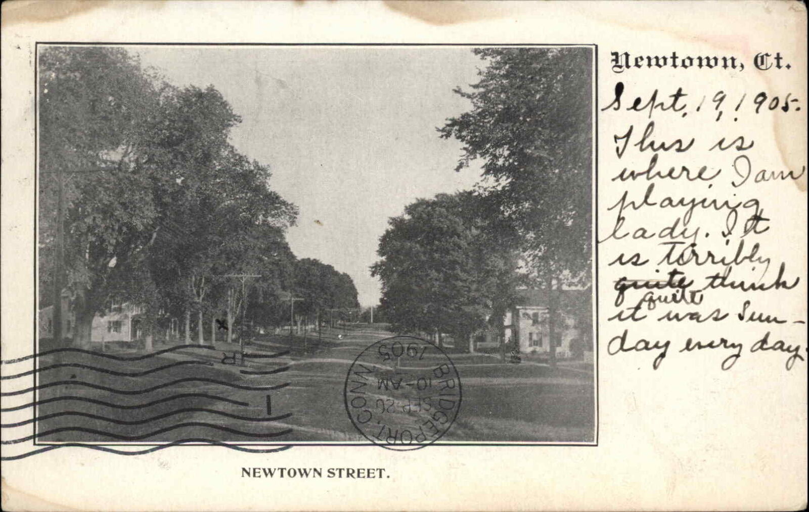 Newtown Connecticut CT Newtown Street c1910 Vintage Postcard