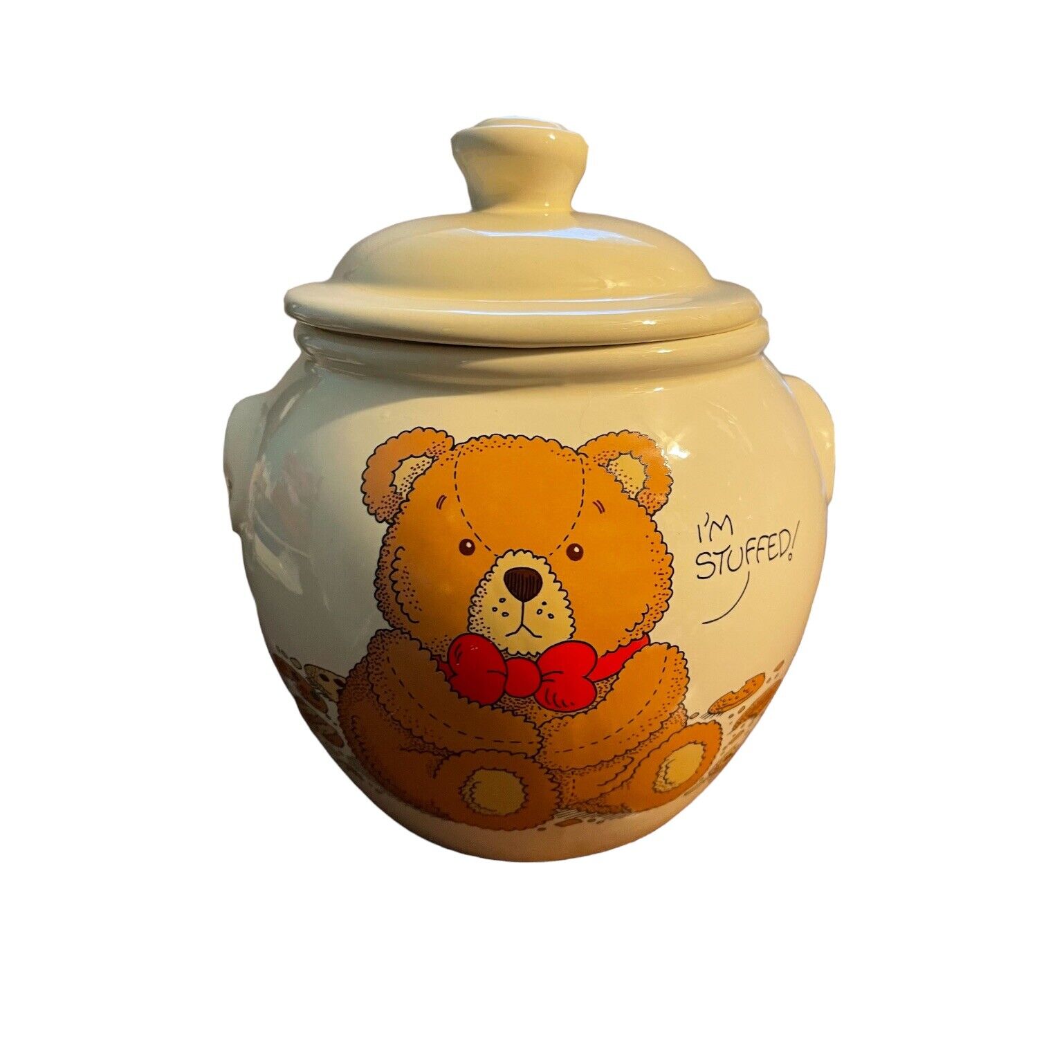 Treasure Craft Brown Teddy Bear I\'m Stuffed Ceramic Cookie Jar Vintage