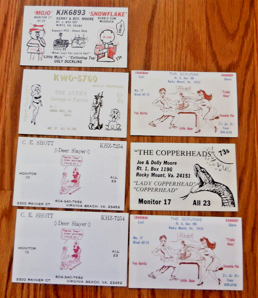 Vintage Virginia CB Radio Ham Amateur QSL Art Cards Lot of  7 Cards