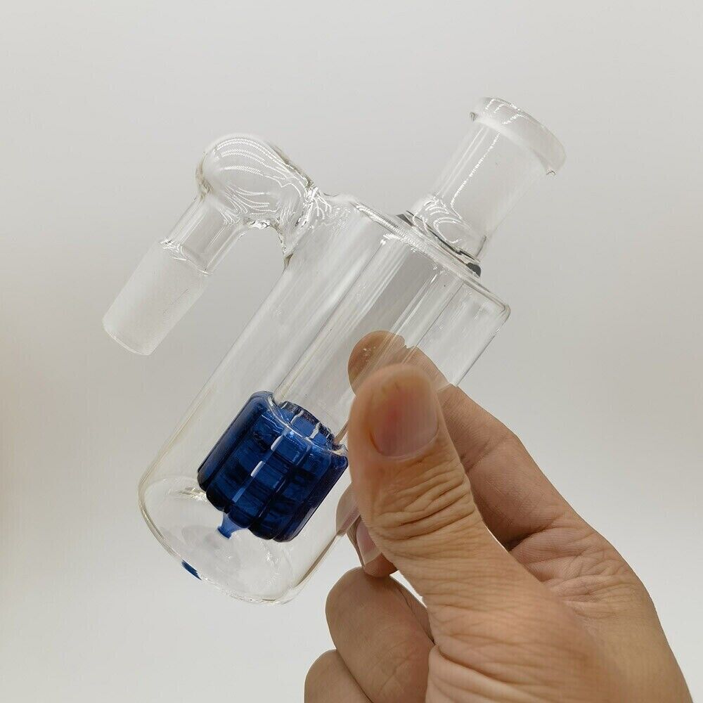 14mm 90° Glass Ash Catcher 90 Degree for Smoking Bong Hand Pipes Hookah Blue US