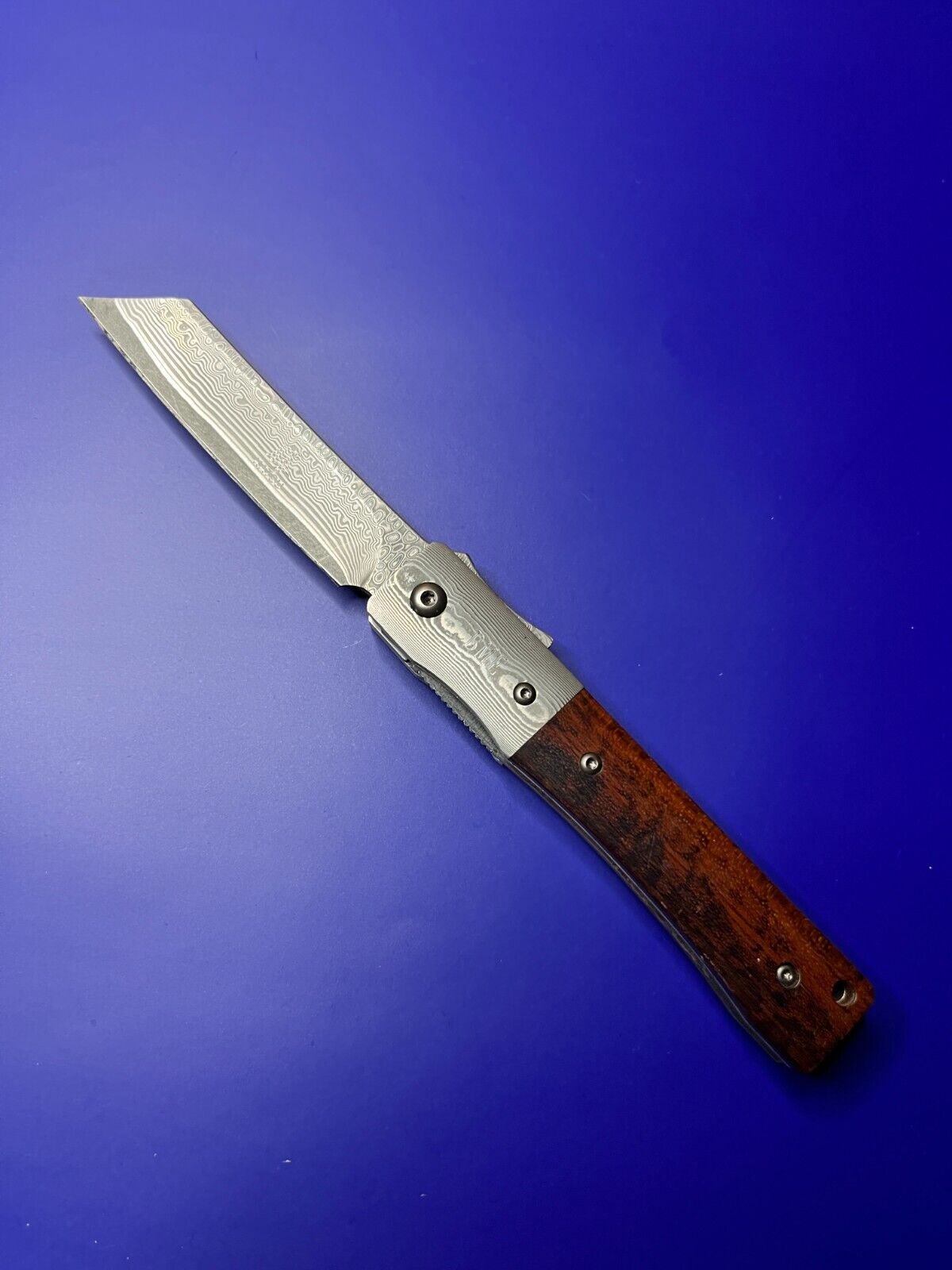 KATSU Handmade Damascus Steel Japanese Razor Pocket Folding Knife