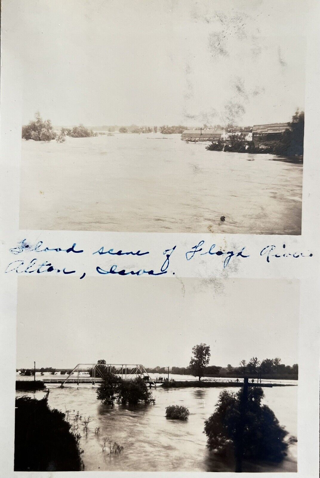c1909 Flood Scene, Floyd River, Alton, IA Antique Real Photo Postcard RPPC Souix