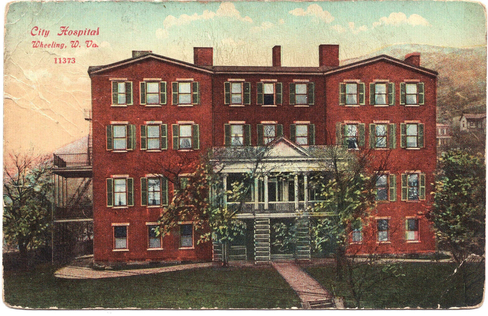 Wheeling West Virginia Postcard W. VA 1907-1910 City Hospital Posted DB Antique
