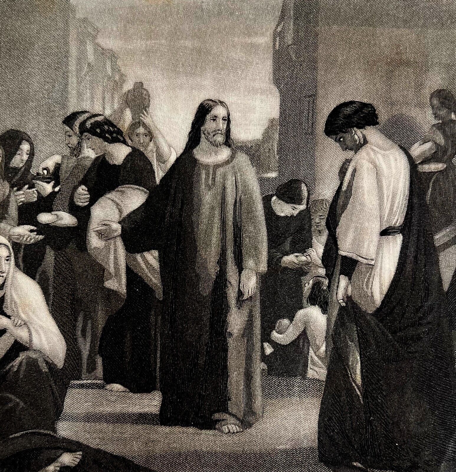 Jesus Advice To Rich Man Engraving 1868 Victorian Religious Art Jeune DWEE27