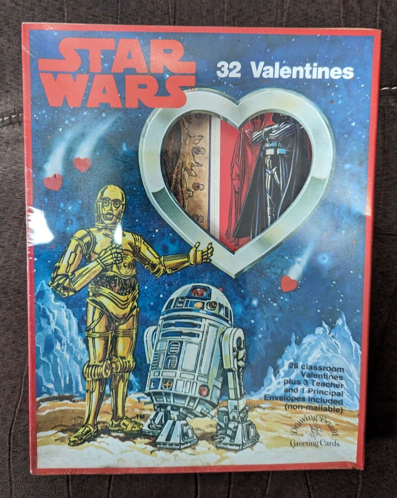 1984 Star Wars Valentine Cards-32 Count Factory Sealed Box-C3-PO, R2-D2 On Front