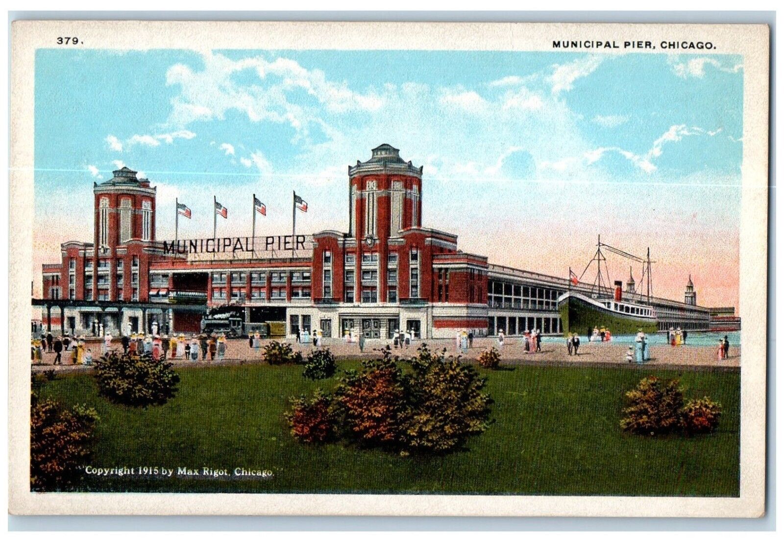 c1920 Municipal Pier Largest Commercial Pleasure Pier Chicago Illinois Postcard