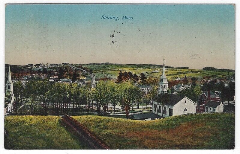 Sterling, Massachusetts, Vintage Postcard Birds-eye View 1909
