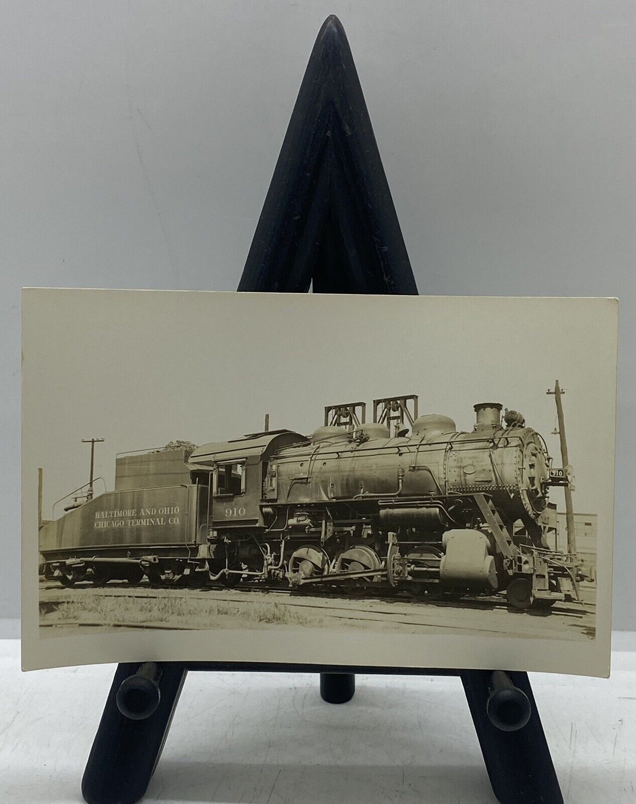 Vintage B&O Chicago No.910 Steam Engine Locomotive Railroad Old Train Postcard￼￼