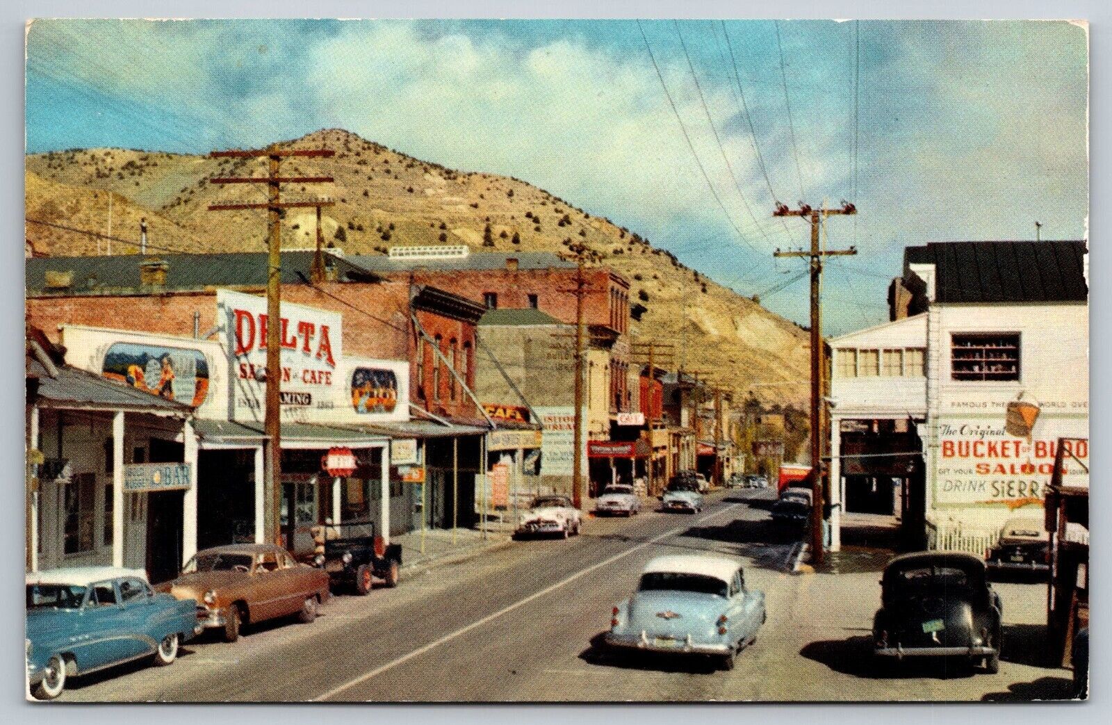 Virginia City Nevada Main Street Bucket of Blood Saloon Posted 1957 Postcard