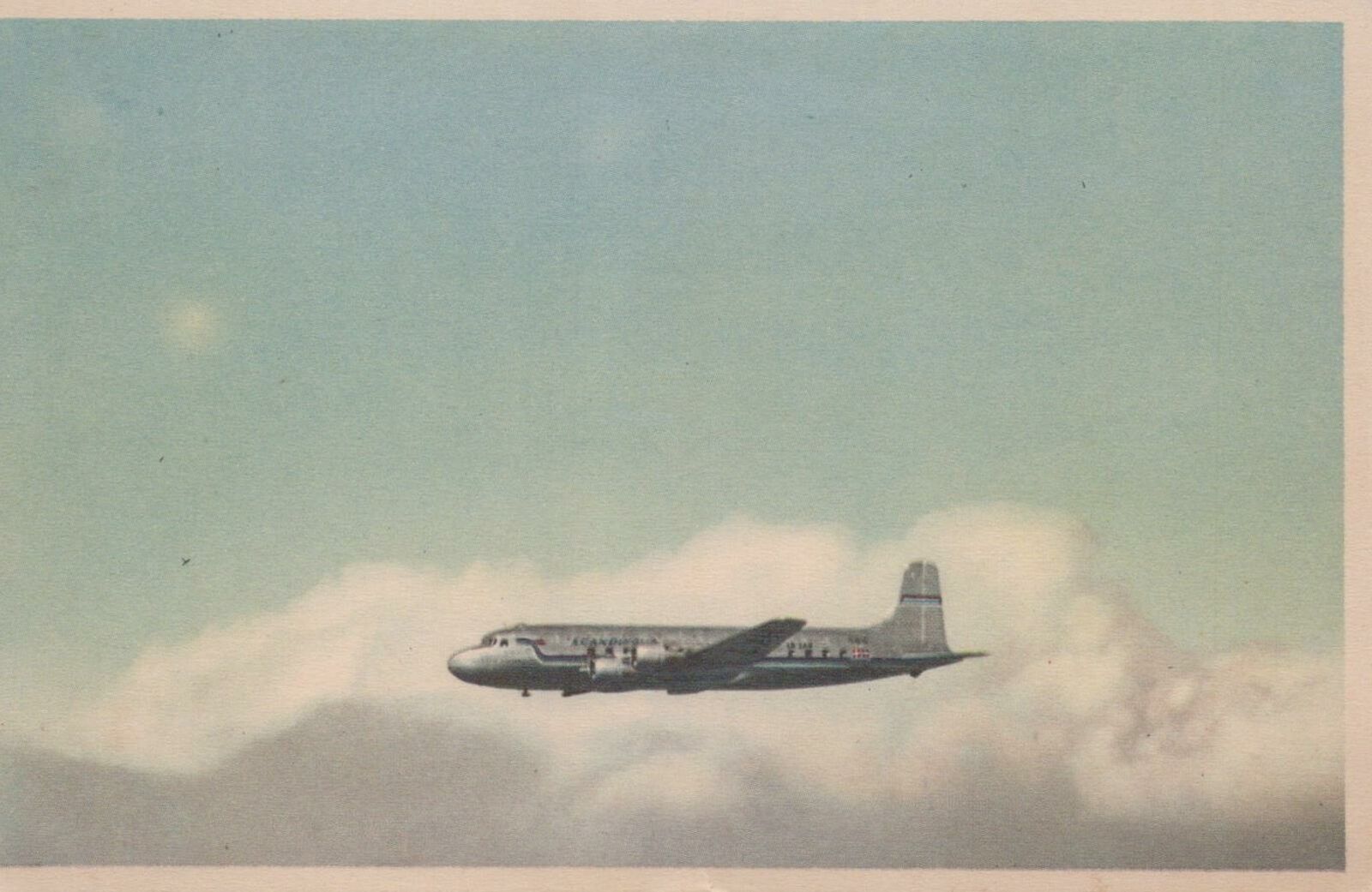 Postcard Airplane Four Engined SAS Aircraft Douglas DC-6