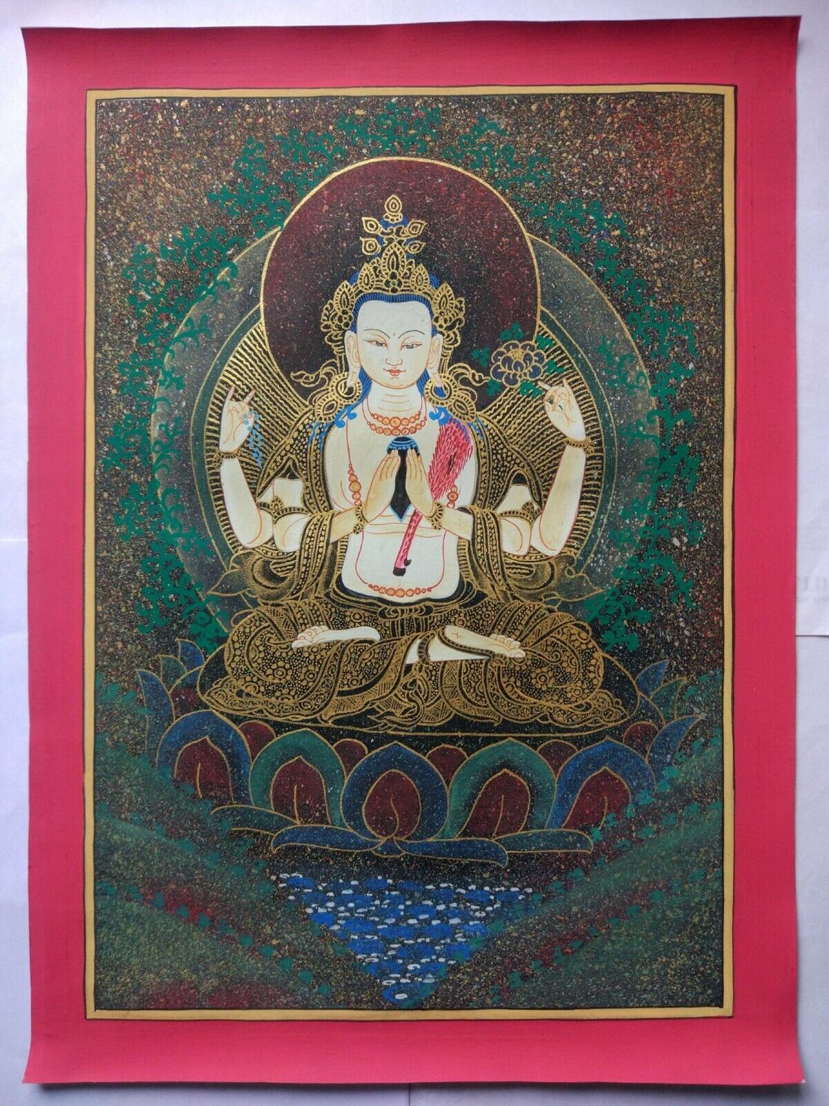Size 43 cm / 32 cm Tibetan Khacheri Thangka painting hand painted , AS7