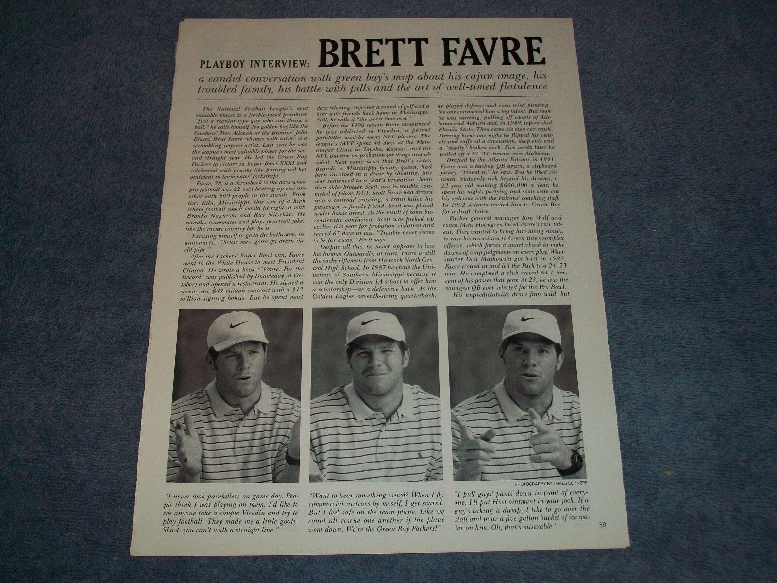 1997 Brett Favre Vintage Interview Article Green Bay Packers