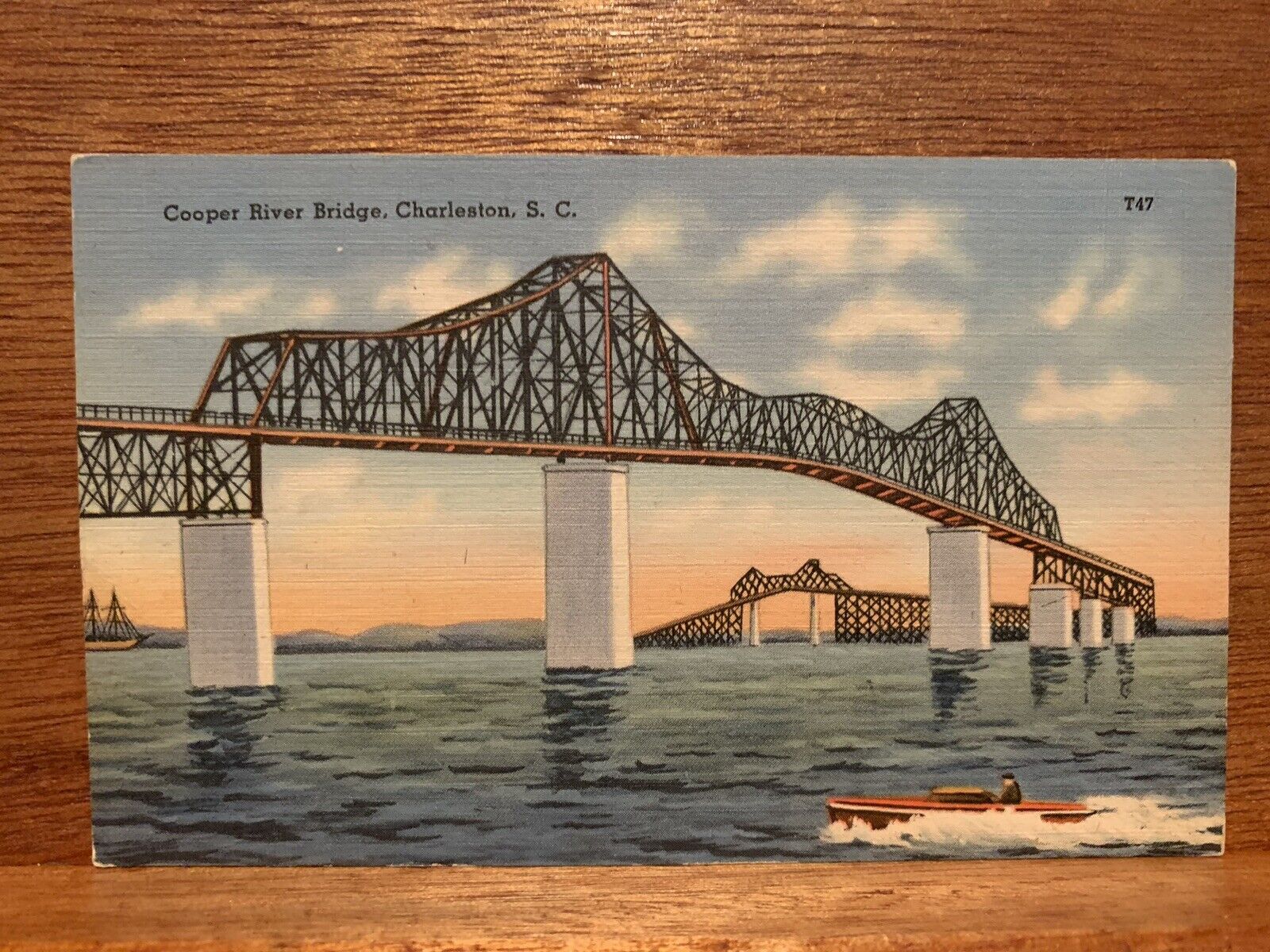 Cooper River Bridge Charleston South Carolina Vintage Postcard Unposted 