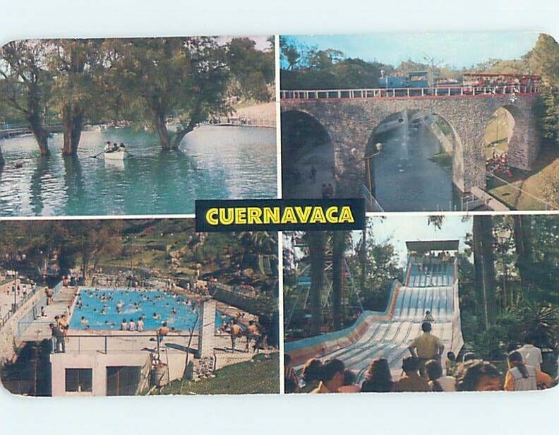 Pre-1980 WATER SLIDE & OTHER VIEWS ON POSTCARD Cuernavaca - Morelos Mexico F5896
