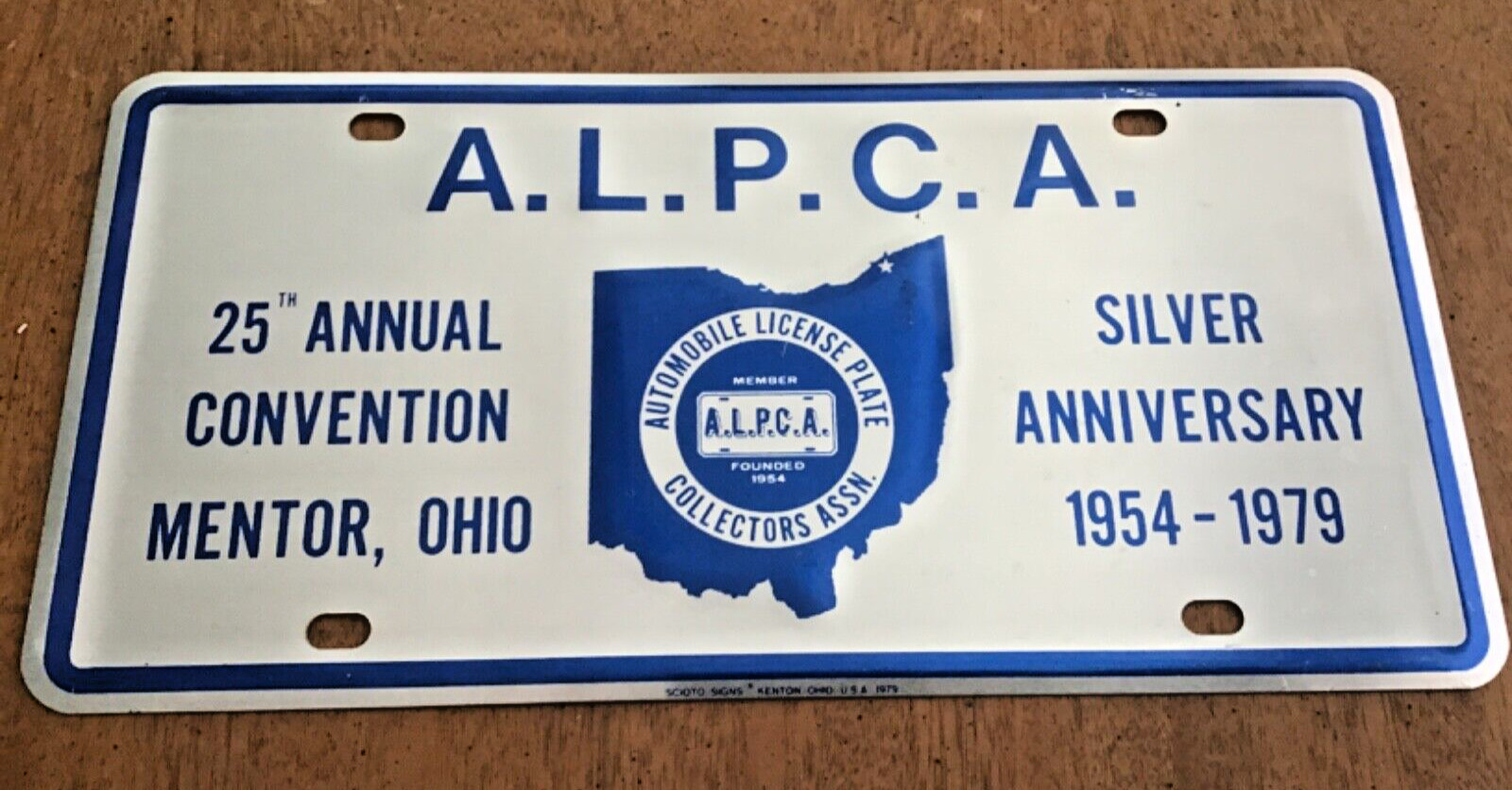 1979 ALPCA  25th Silver Ohio License Plate Booster Vintage 