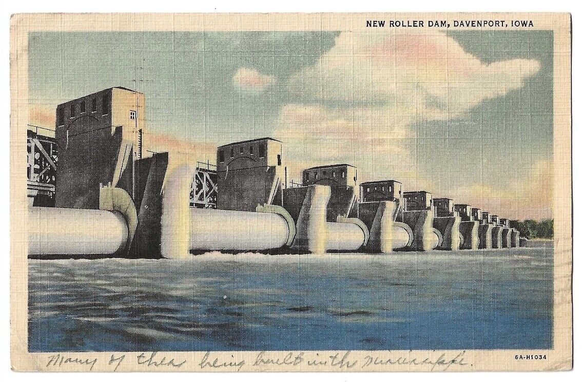 Davenport Iowa c1930\'s Roller Dam, Mississippi River