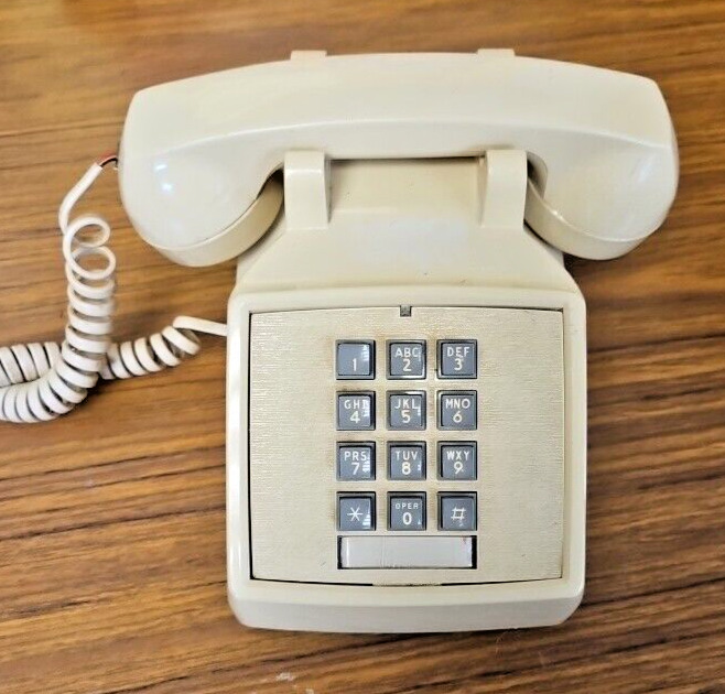 Vintage ITT Push Button Telephone Desk Phone--Beige -As Is,  USED & UNTESTED