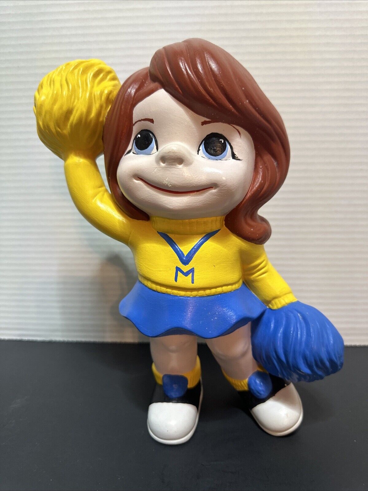 Vintage 1970s Smiley Ceramic Cheerleader Figure