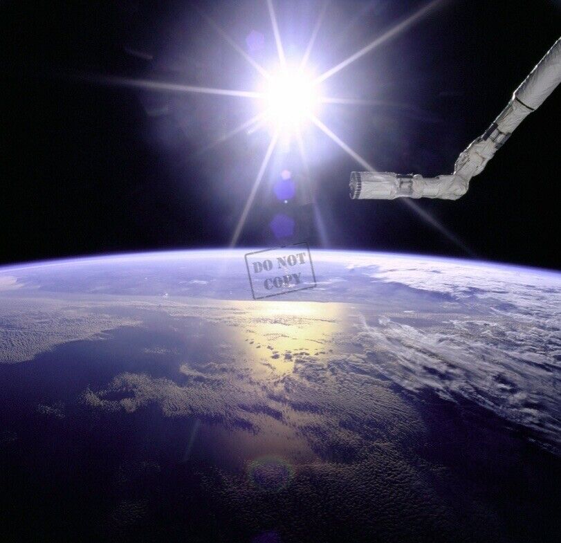 STS-77 Robot Arm Over Earth Sunburst Space Shuttle Endeavour 12X12 PHOTOGRAPH