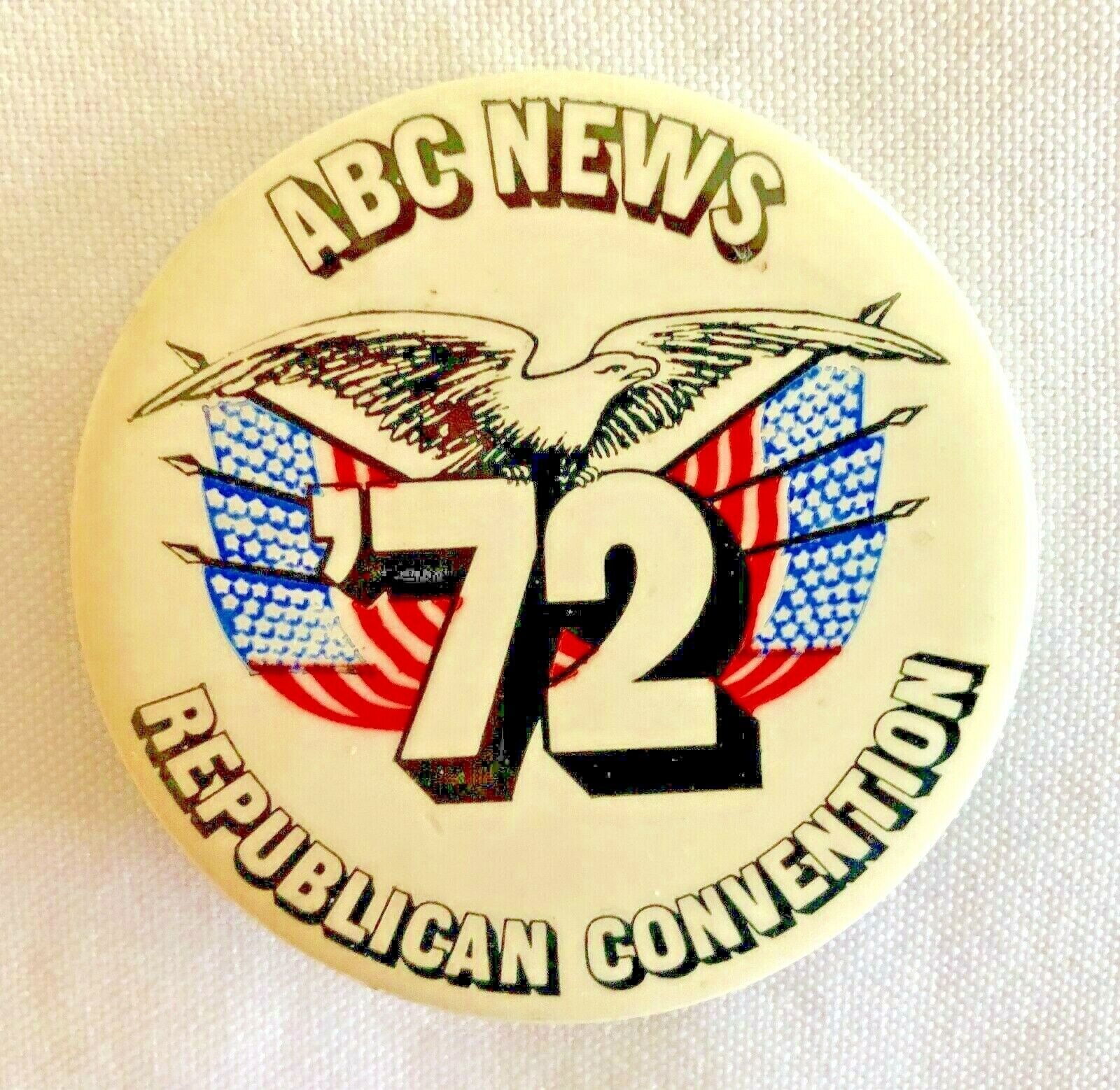NIXON ABC NEWS 1972 REPUBLICAN CONVENTION SCARCE BUTTON PIN - 