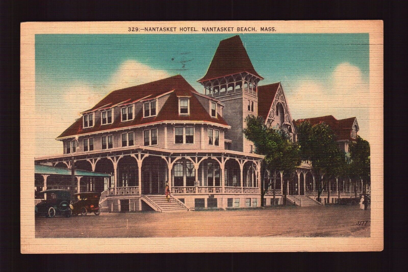 POSTCARD : MASSACHUSETTS - NANTASKET BEACH MA - NANTASKET HOTEL 1939 LINEN VIEW