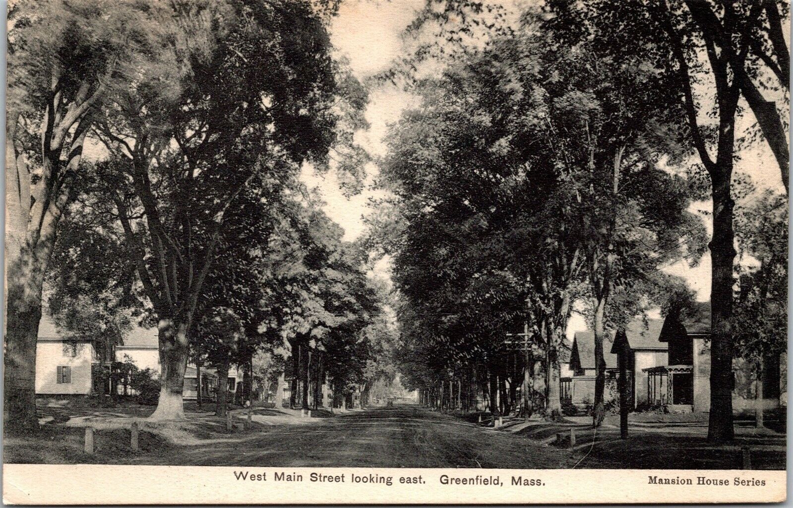 Vtg Greenfield MA West Main Street View Looking East Residential 1907 Postcard