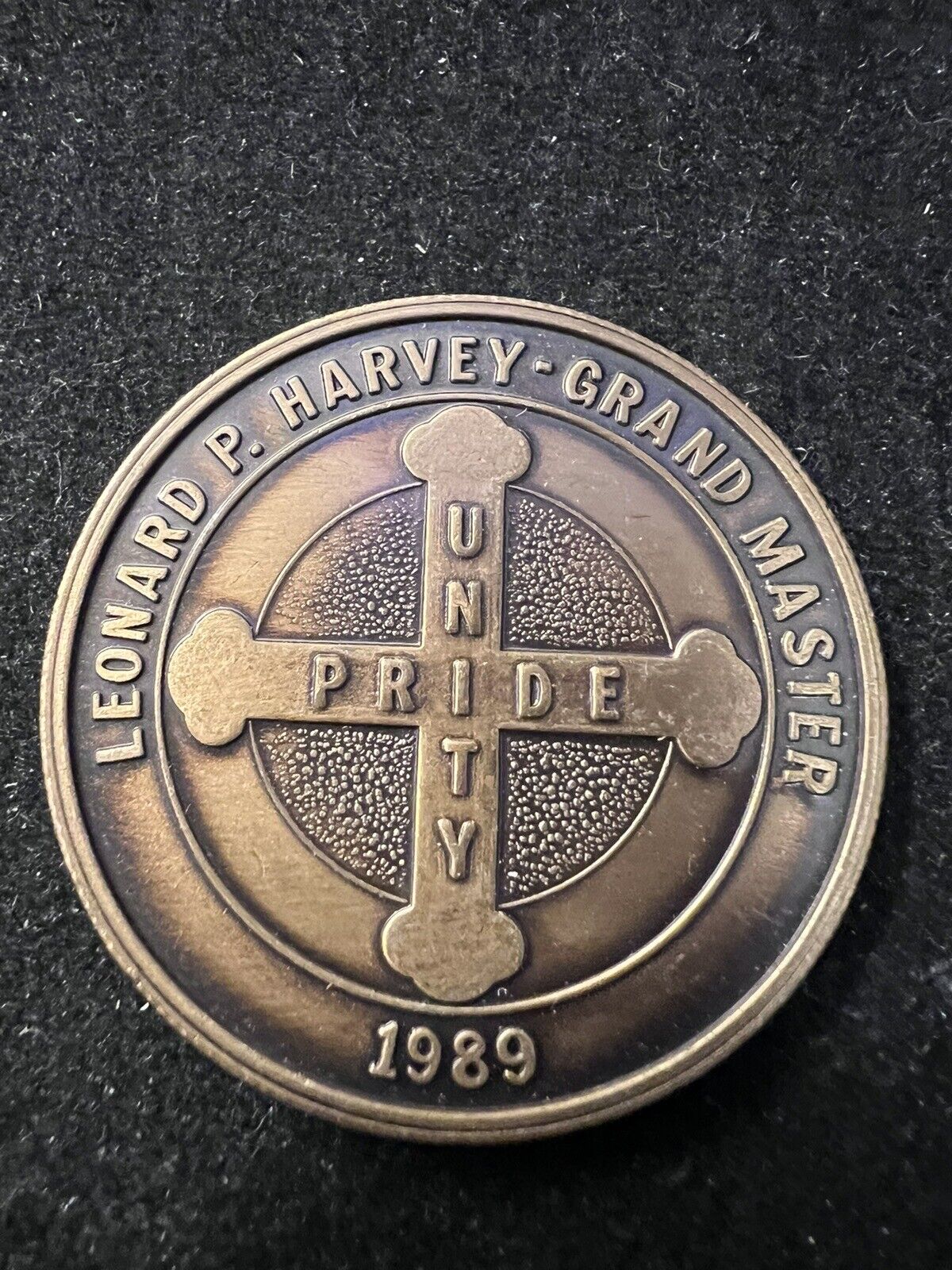 MASONIC COIN LEONARD P. HARVEY GRAND MASTER 1989 GRAND LODGE OF TEXAS - B930