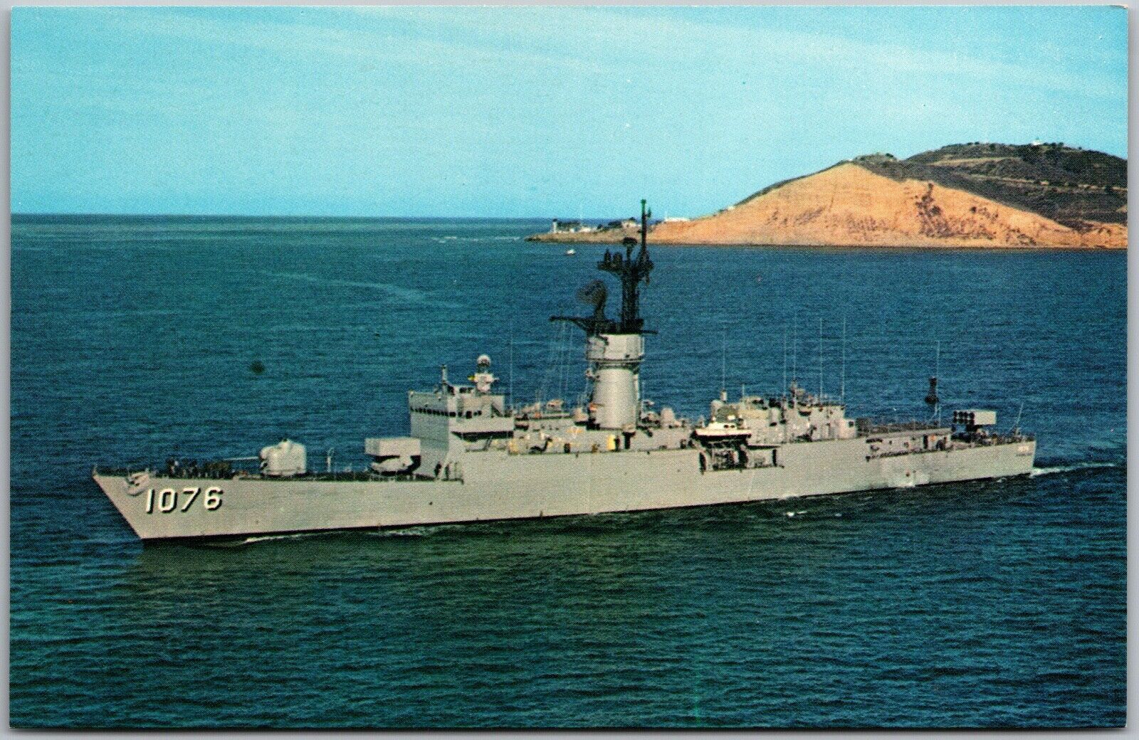 Postcard Vintage Chrome 1971 U.S.S. FANNING (DE-1076) Naval Ship Coast View