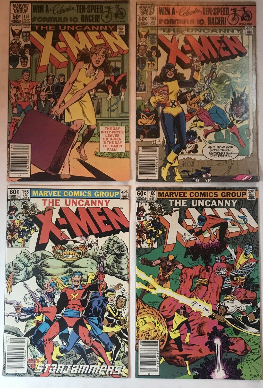Uncanny X-Men Lot of 4 - #151, 153, 156, 160 - Kitty Leaves