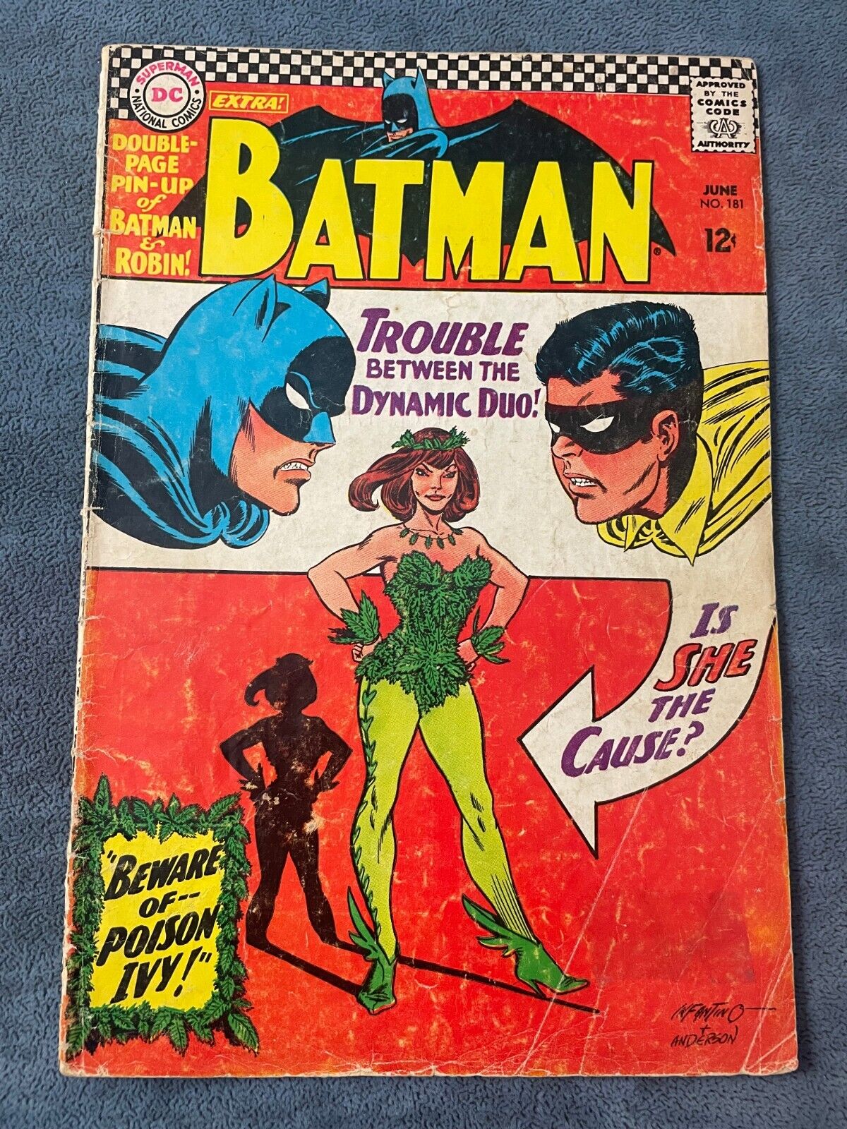 Batman #181 1966 DC Comic Book 1st Poison Ivy Key Issue Centerfold Low Grade GD