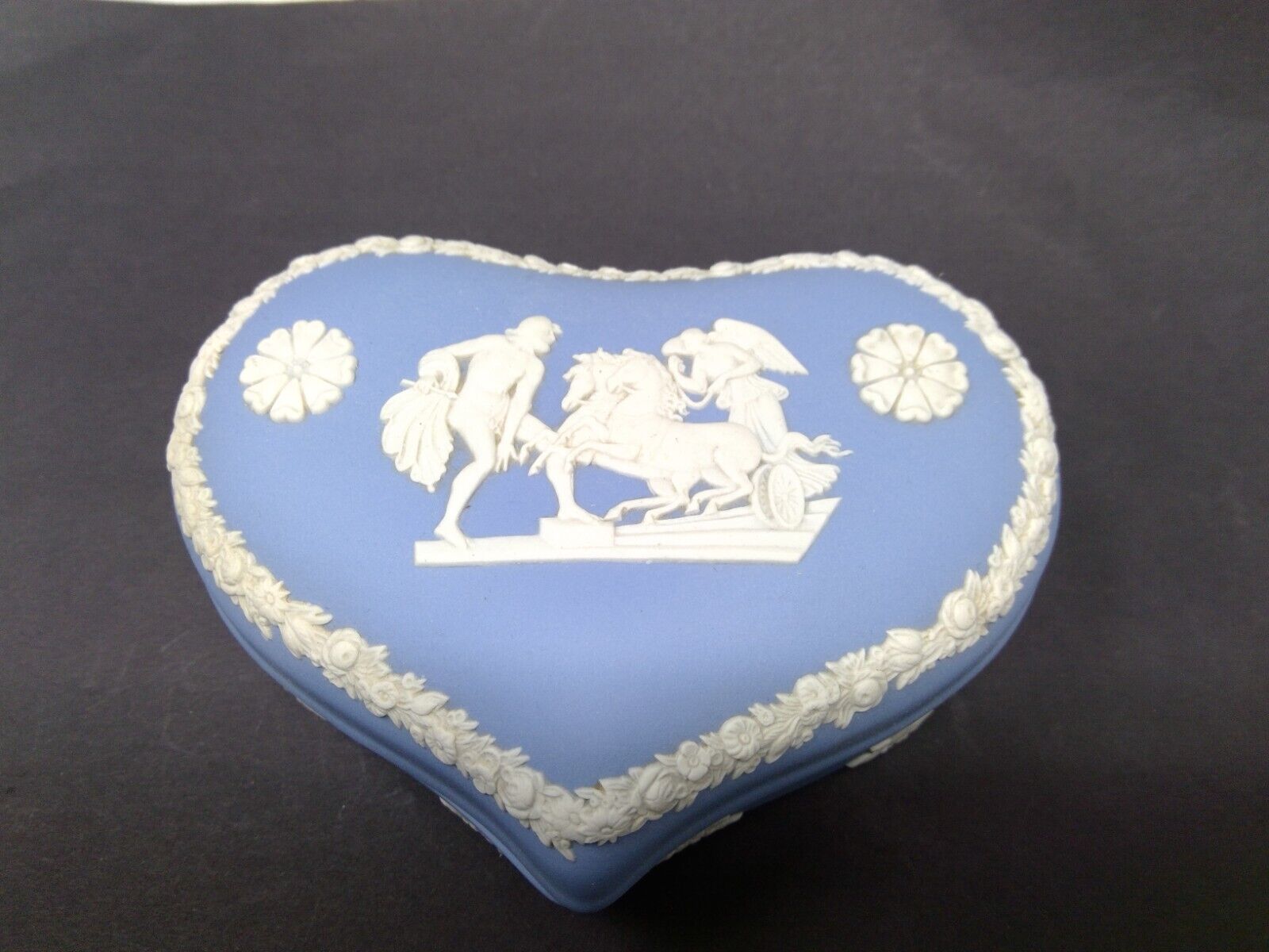 Wedgwood Blue Jasperware Heart Trinket Box