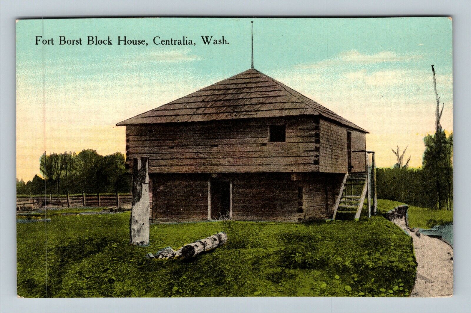 Centralia WA-Washington Historic Fort Borst Block House Vintage Postcard