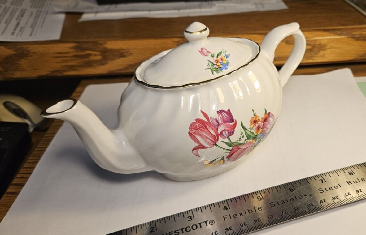 Arthur Wood & Son Floral Teapot With Lid, Staffordshire, England Est. 1884 #6730