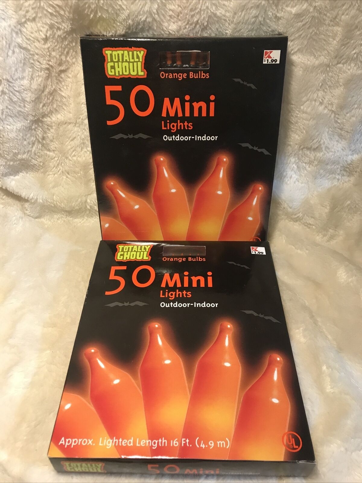 Vintage Totally Ghoul Halloween 100 Mini Orange Bulb Lights Indoor Outdoor 32ft