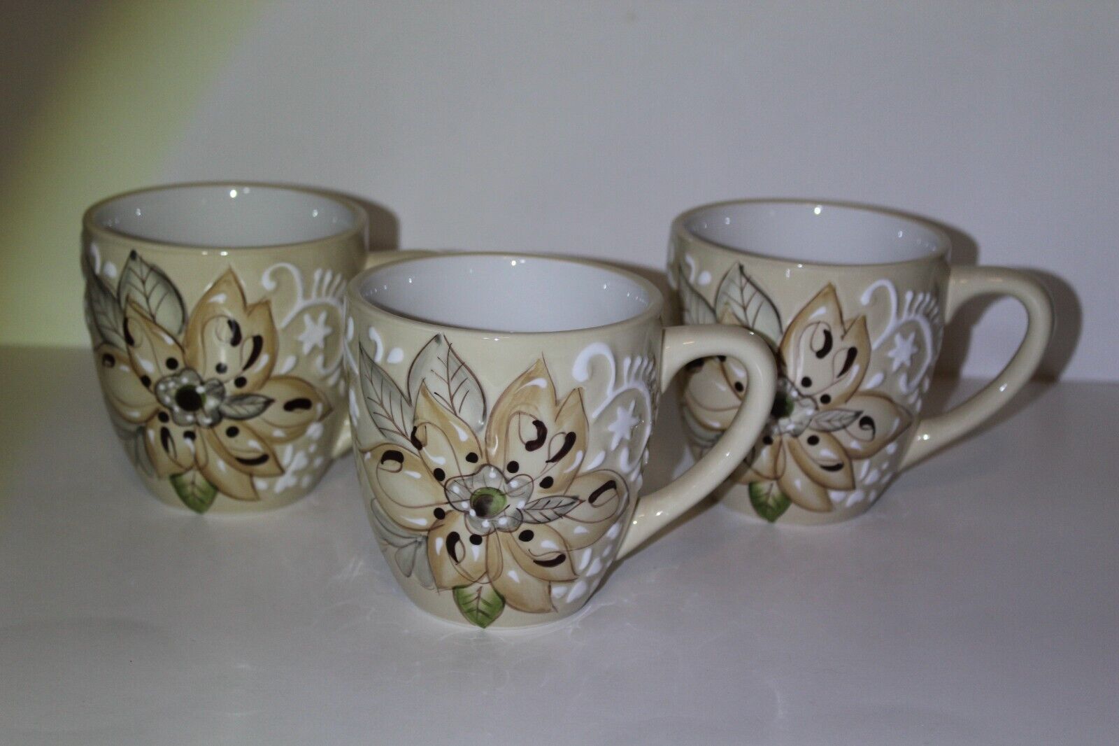 Set of 3 Laurie Gates 16 oz Ceramic Coffee Mugs