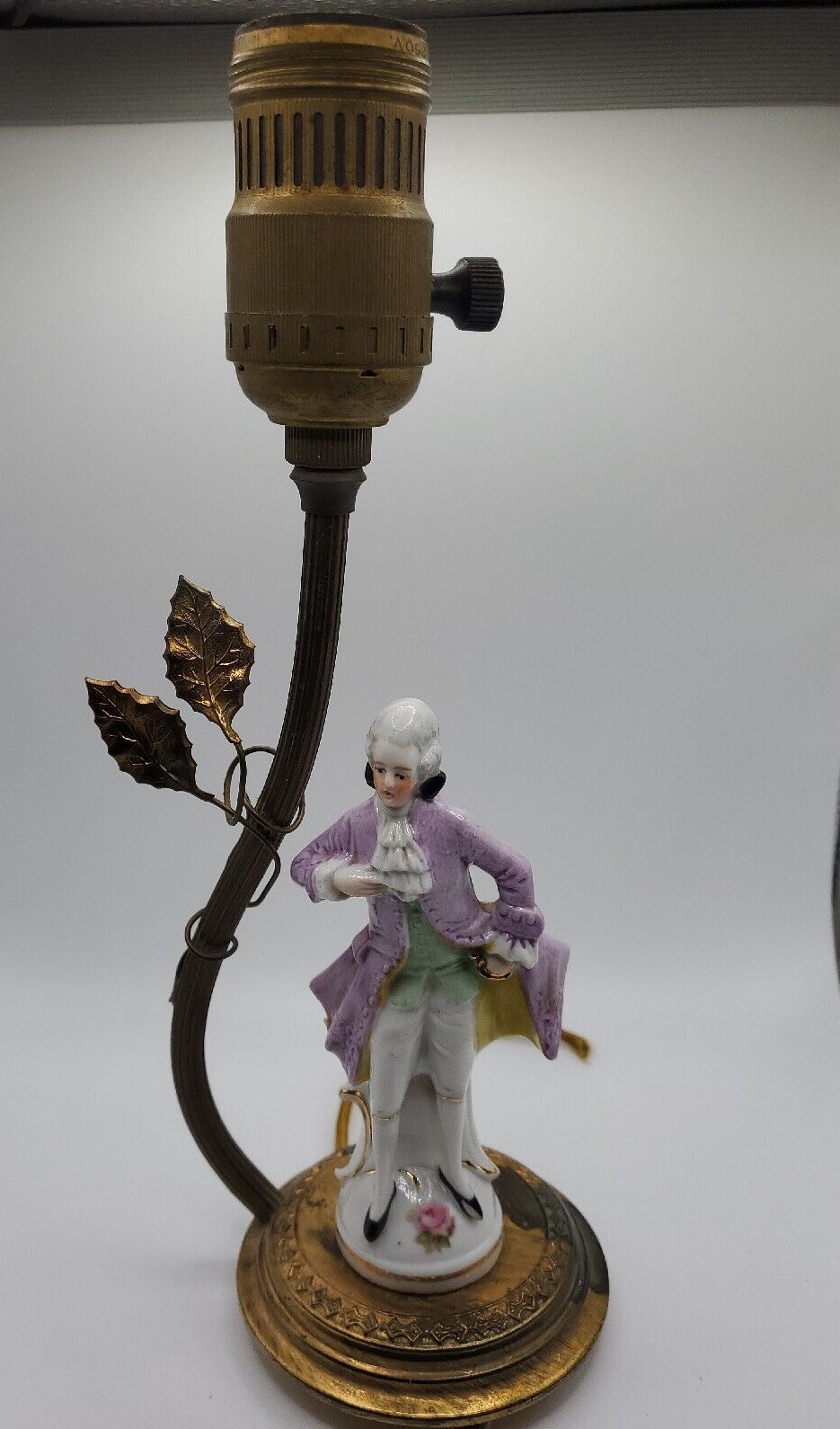 Vintage Table Lamp Figural victiorian colonial  Man Purple Coat White Pants 10\