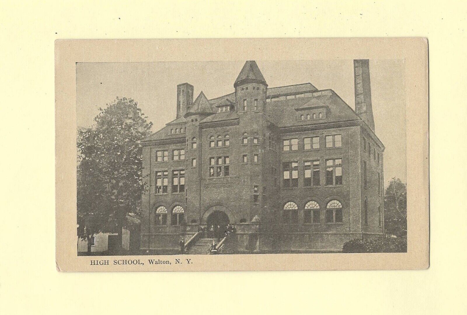 NY Walton 1908-29 antique postcard HIGH SCHOOL New York EDUCATION 