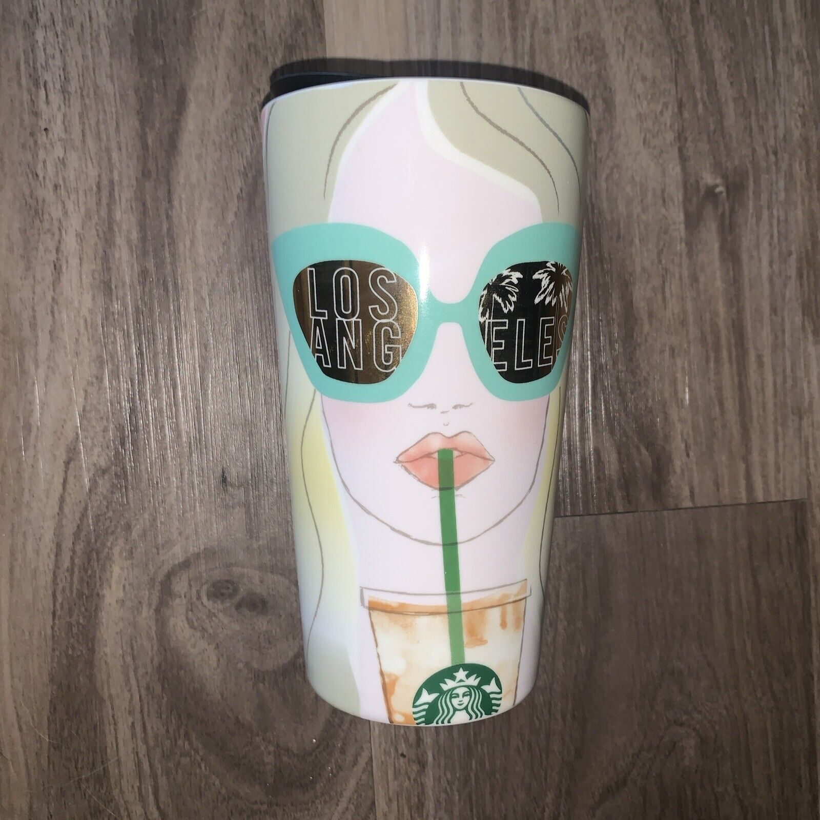 NEW Starbucks Los Angeles LA Girl Sunglasses Ceramic Travel Tumbler 12oz
