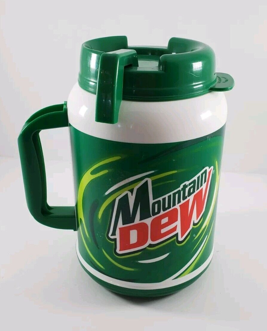 Mountain Dew Whirley 64 oz Travel Mug HUGE Insulated Mtn Dew Cup Truckers Jumbo